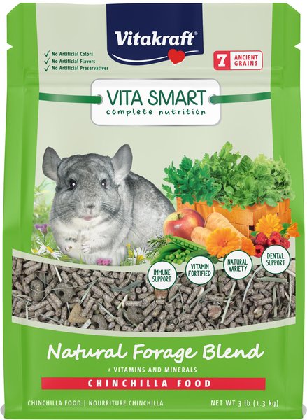 Vitakraft Vita Smart Vitamin-Fortified Complete Natural Forage Blend Nutrition Timothy Hay Pellets Chinchilla Food