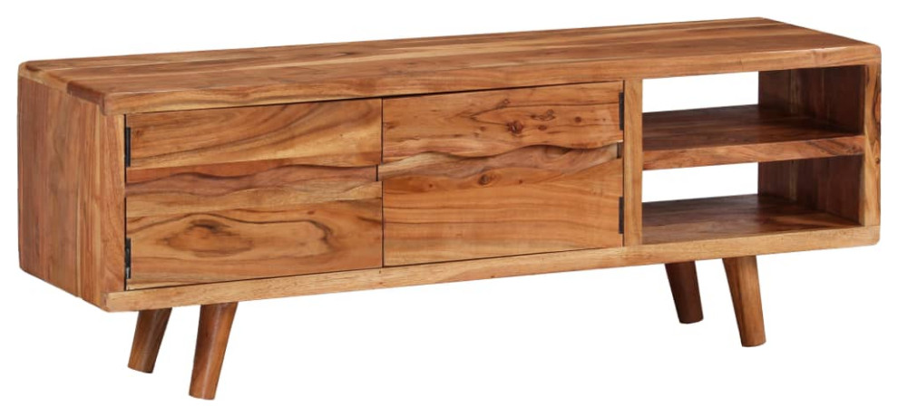 vidaXL TV Stand TV Unit Sideboard Cupboard with Carved Doors Solid Acacia Wood   Midcentury   Entertainment Centers And Tv Stands   by vidaXL LLC  Houzz