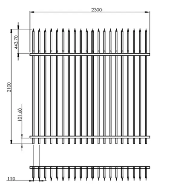 Factory direct supply curve top pre galvanized powder coated iron fence panels for garden pool in courtyard