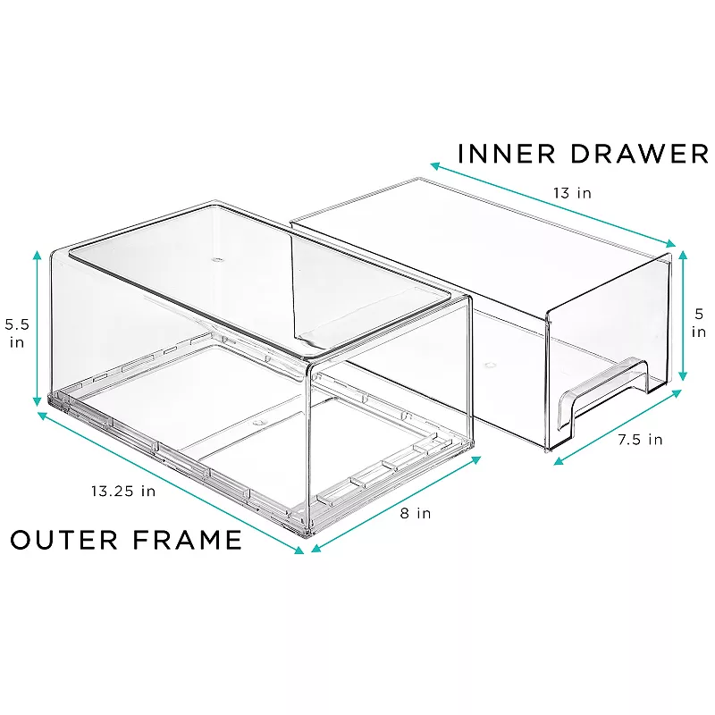 Sorbus Large Clear Stackable Pull Out Fridge Drawer