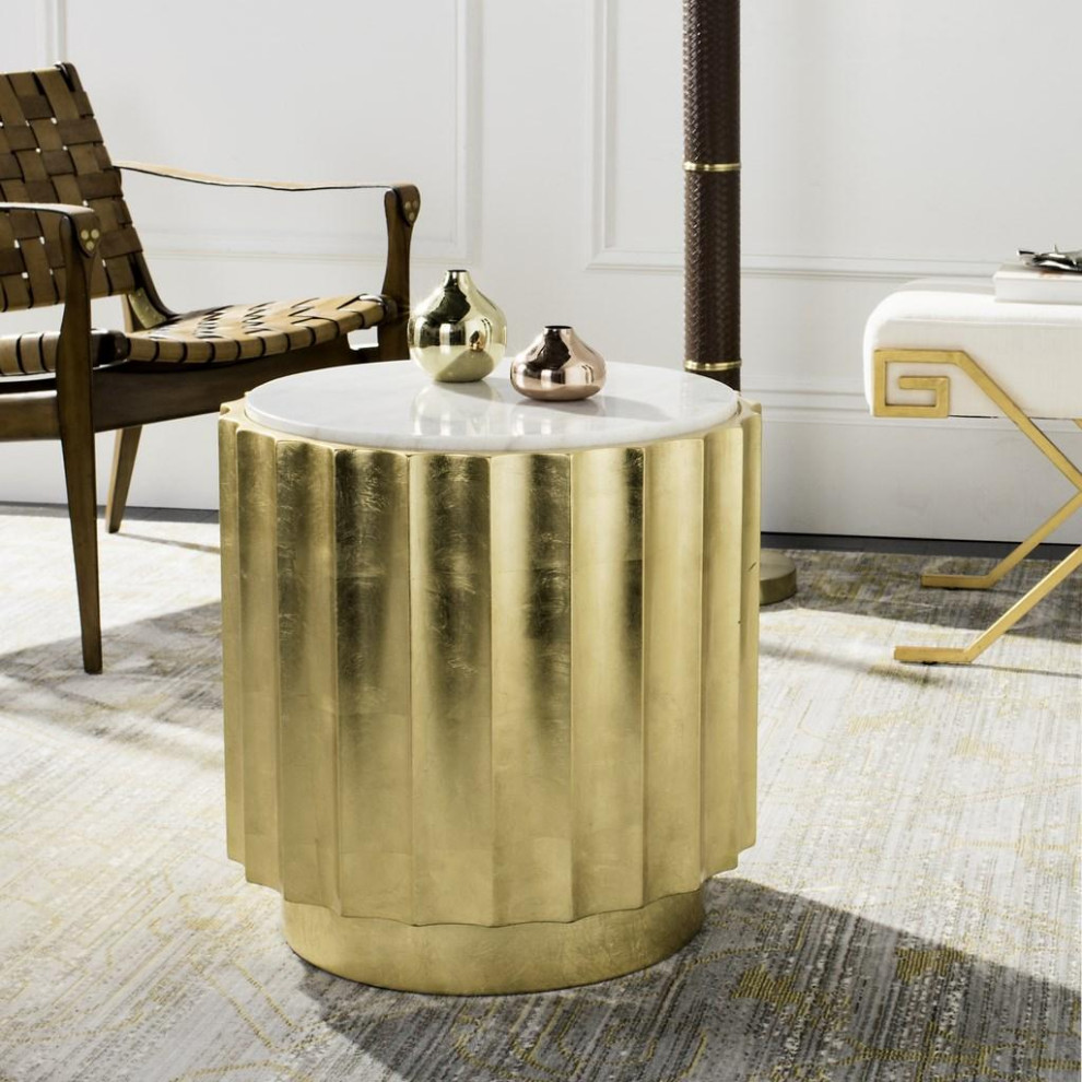 Dasir Gold Side Table   Contemporary   Side Tables And End Tables   by Peachtree Fine Furniture  Houzz