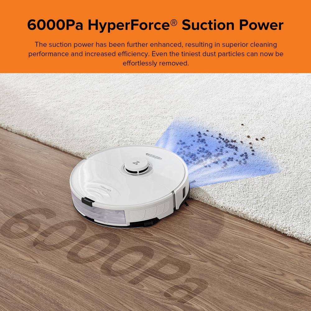 ROBOROCK S8 Plus-WHT Self-Emptying Robot Vacuum with Sonic Mopping 6000PA Suction LiDAR Navigation Multisurface in White Roborock S8 Plus-WHT