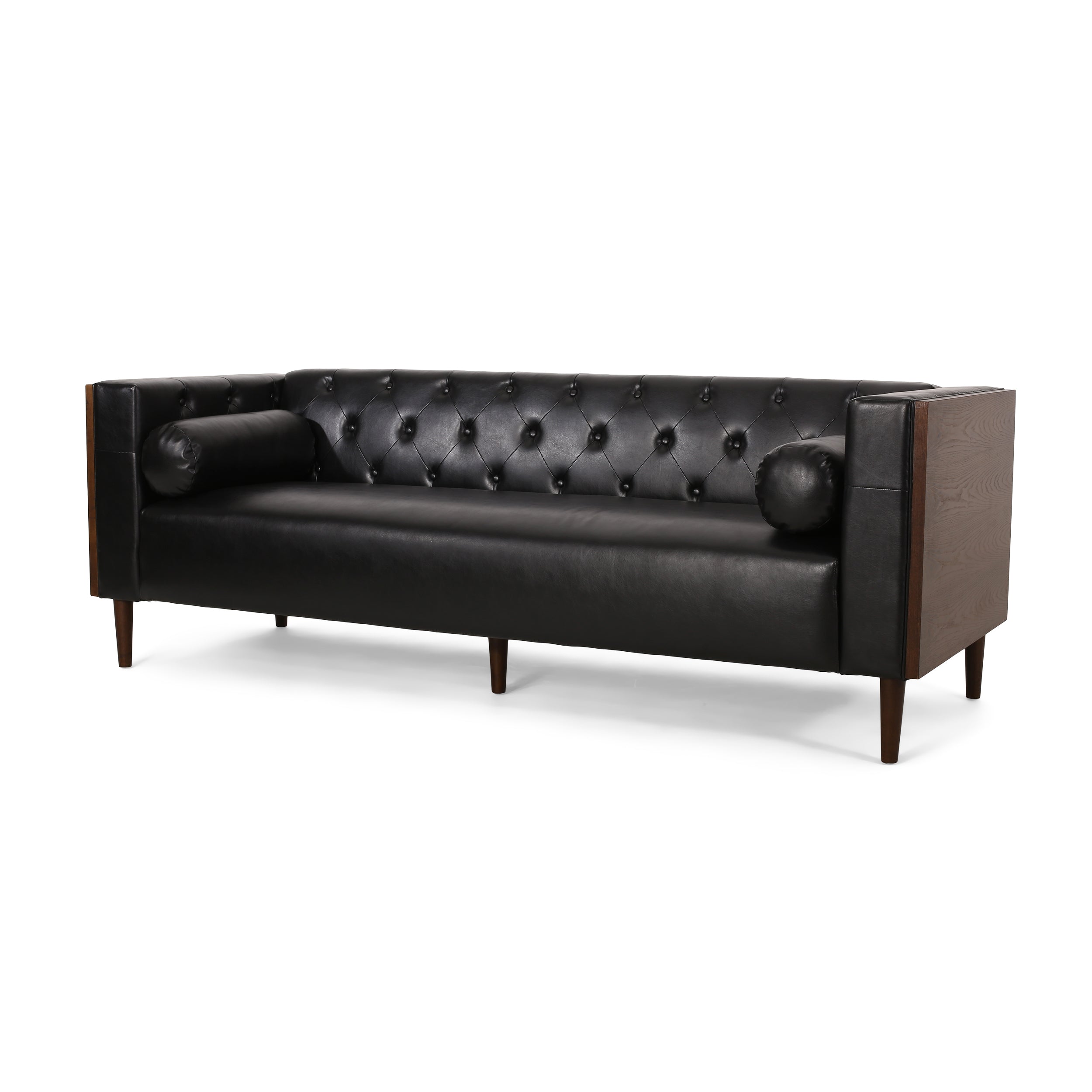 Neilan Contemporary Tufted Deep Seated Sofa with Accent Pillows