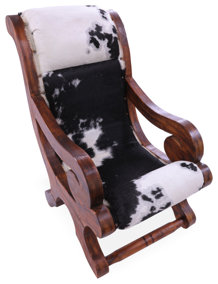 Reclaimed Wood Hair On Cowhide Handcrafted Chair C215 FC   Rustic   Armchairs And Accent Chairs   by Manhattan Rugs  Houzz