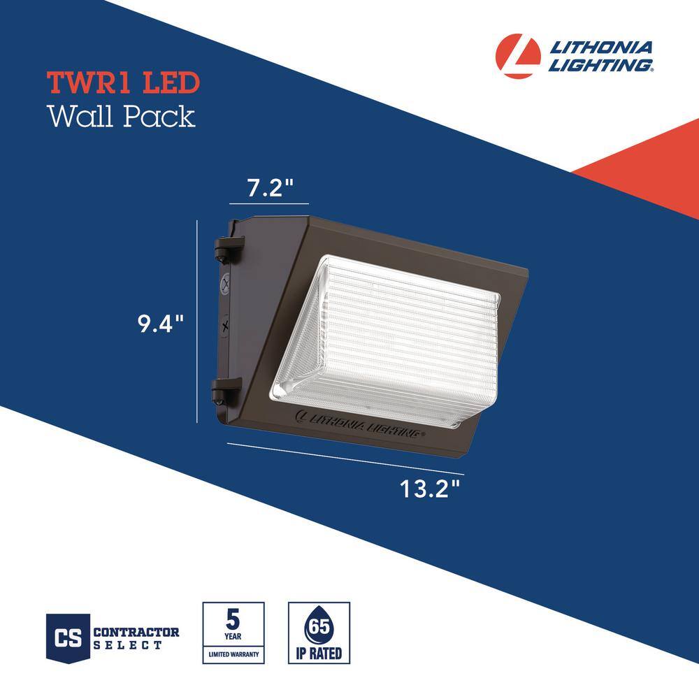 Lithonia Lighting Contractor Select TWR1 250-Watt Equivalent Integrated LED Dark Bronze Wall Pack Light Adjustable Lumens and CCT TWR1 LED ALO SWW2 UVOLT PE DDBTXD