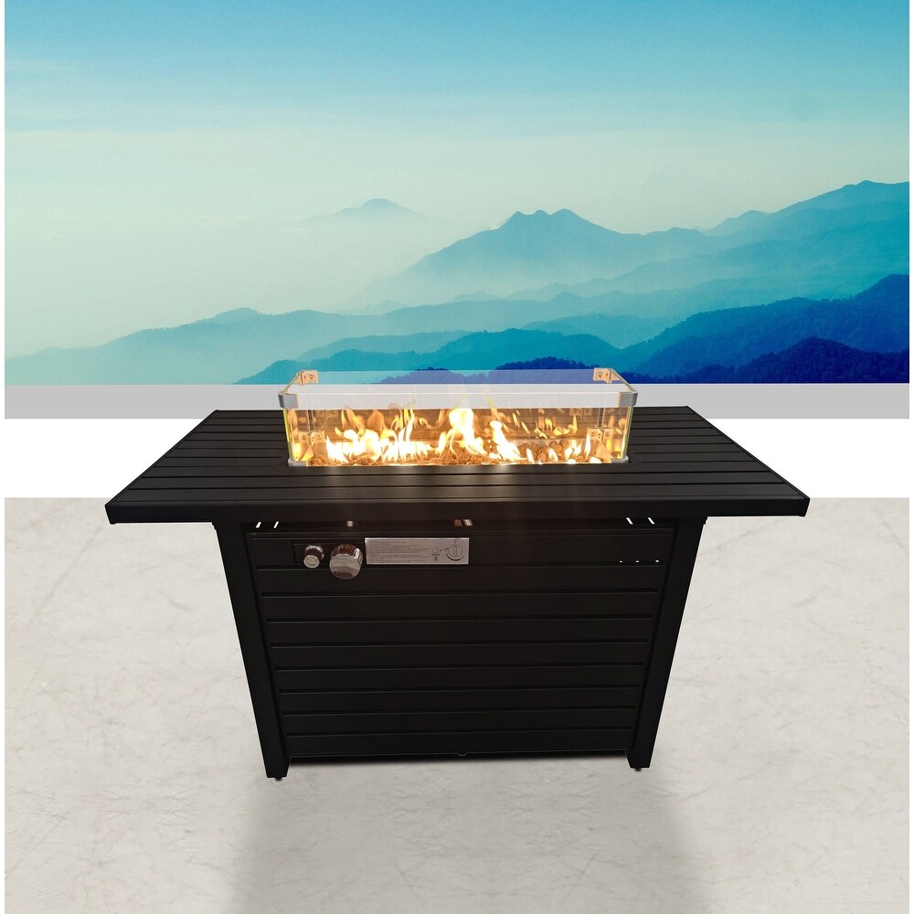 LSI 24'' H Steel Propane Outdoor Fire Pit Table with Lid   N/A