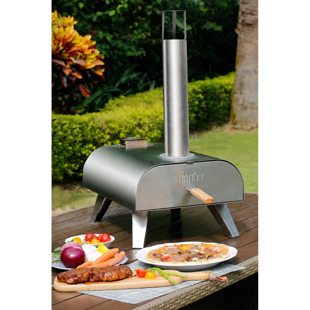 BIG HORN Pizza Ovens Wood Pellet Pizza Oven Wood Fired Pizza Maker Portable Stainless Steel Pizza Grill SRPG18003