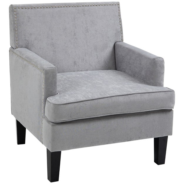 Homcom Modern Accent Chair Upholstered Living Room Chair With Solid Wood Legs And Nailhead Trim Armchair