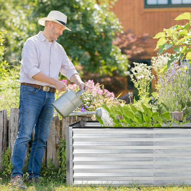 70" x 35" x 24" Raised Garden Bed with Four Ground Stakes Metal