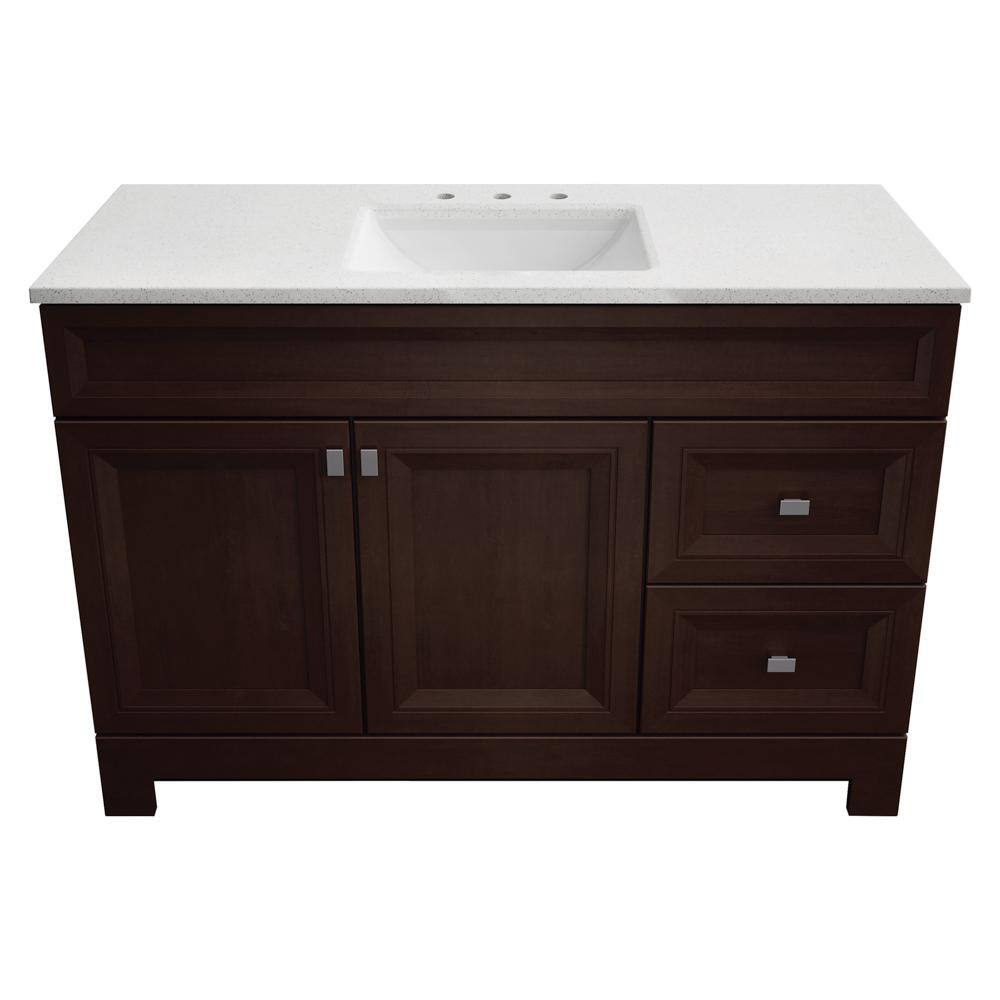 Home Decorators Collection Sedgewood 48.5 in. W Configurable Bath Vanity in Cognac with Solid Surface Top in Arctic with White Sink PPLNKDCG48D