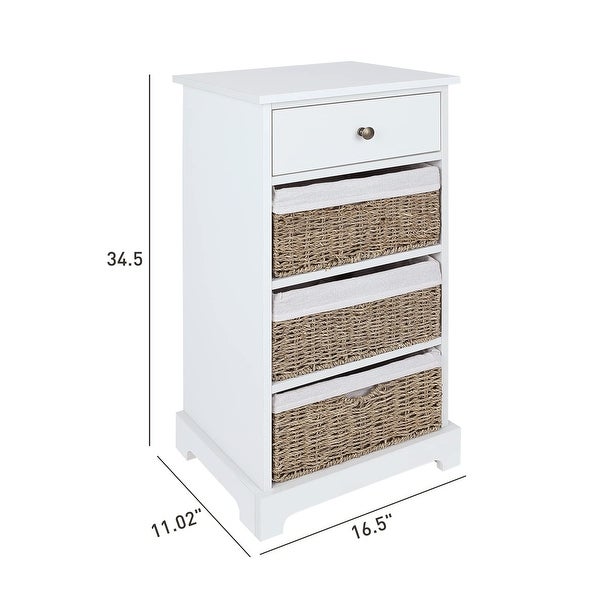 Wicker Basket Storage Cabinet， Wicker Storage Cabinet with Drawers and Basket， Storage Cabinet with Wicker Baskets - as picture - - 37668973