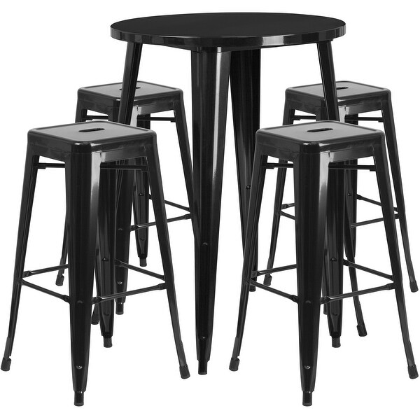 30-inch Indoor/ Outdoor 5-piece Round Metal Table and Stools Set