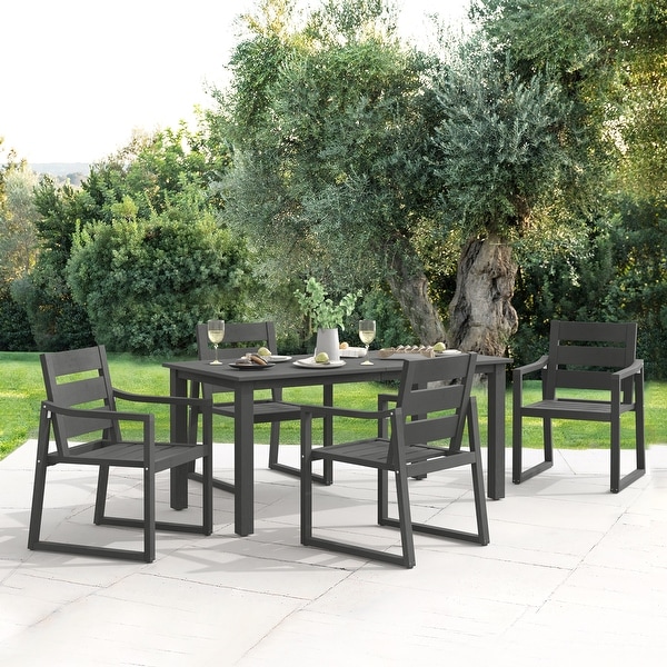 LUE BONA 5Piece HDPS Rectangular Patio Dining Set with Slatted Table Top and outdoor Armchairs