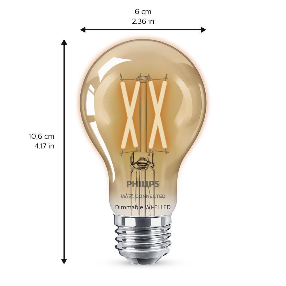 Philips 40-Watt Equivalent A19 LED Smart Wi-Fi Light Bulb Amber (2000K) powered by WiZ (1-Pack) 555524