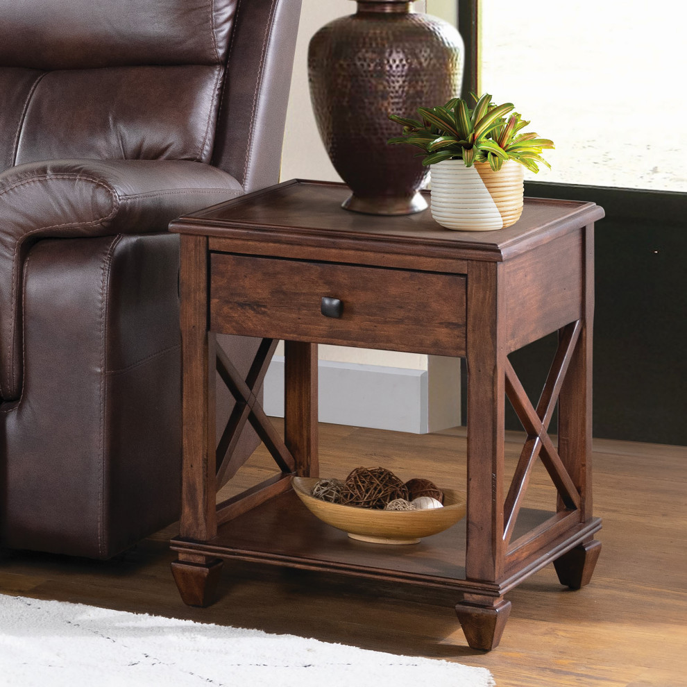 Stockbridge 21 quotSquare Wood End Table  Drawer   Transitional   Side Tables And End Tables   by Bolton Furniture  Inc.  Houzz