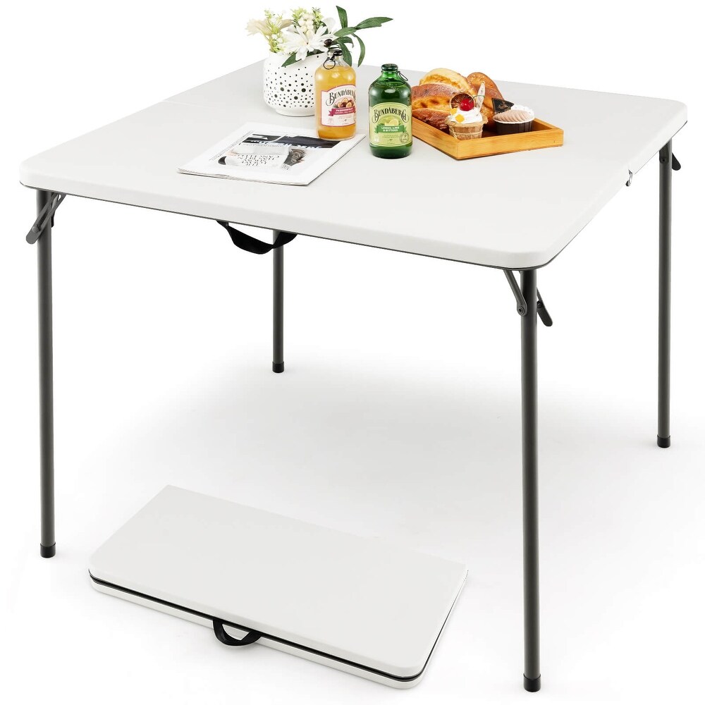 Folding Camping Table with  Weather HDPE Tabletop and Rustproof Steel Frame