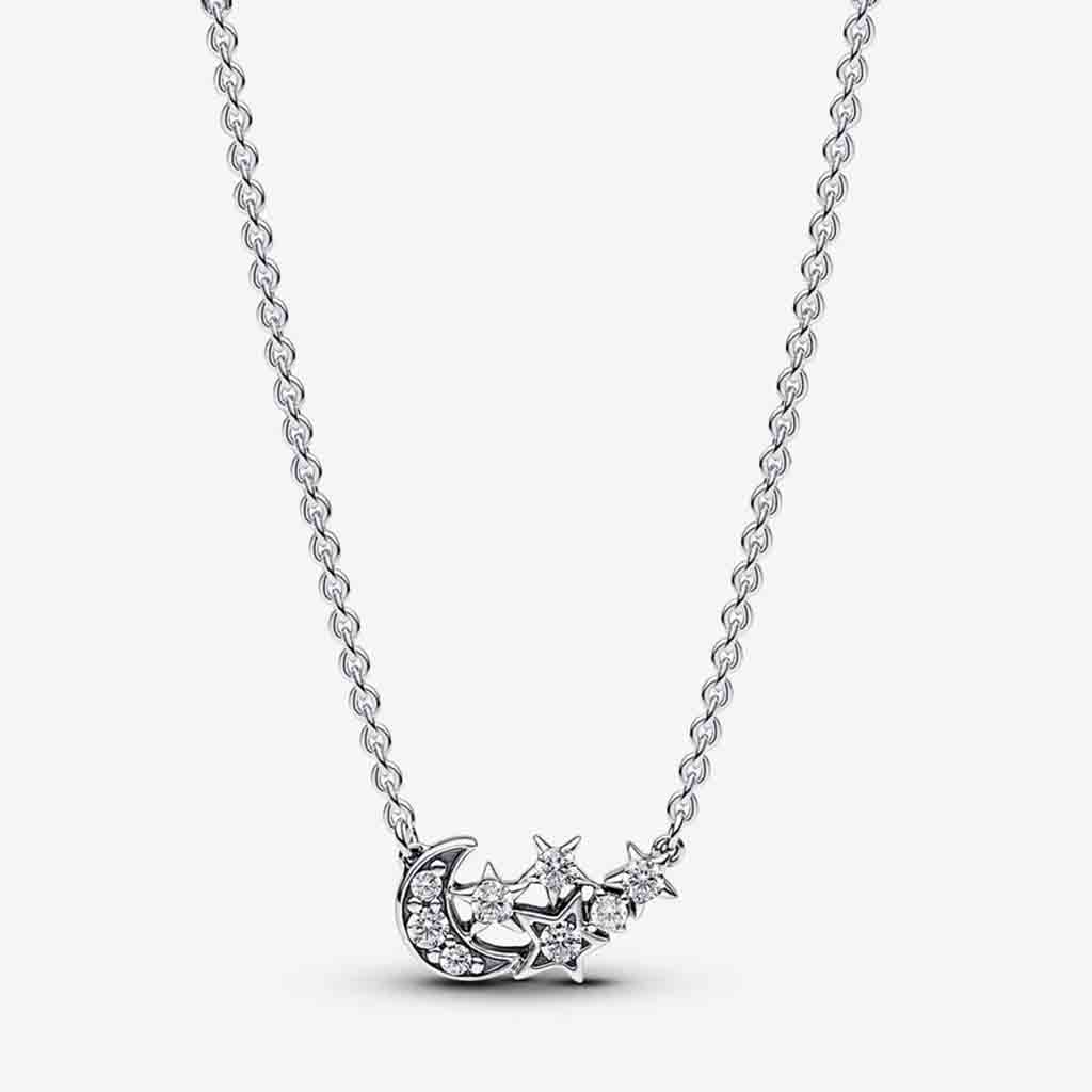 PANDORA  Sparkling Moon & Star Collier Necklace