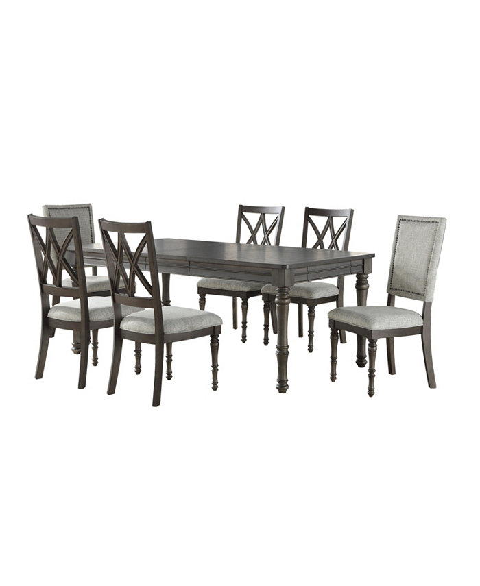 Furniture Linett 7-Pc Dining Set (Rectangular Table + 4 Side chairs + 2 Upholstered Chairs)