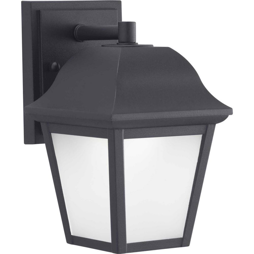 Progress Lighting Die-Cast LED 1-Light Textured Black Etched Glass Traditional Outdoor Wall Lantern Light P560136-031-30