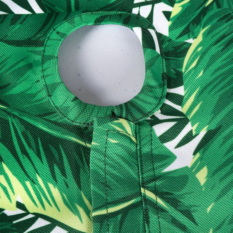 52 Green and White Banana Leaf Outdoor Round Tablecloth with Zipper