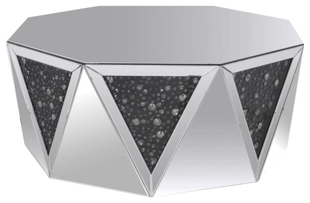 Contemporary Coffee Table  Beveled Mirrored Design With Triangle Crystal Insert   Contemporary   Coffee Tables   by Decor Love  Houzz