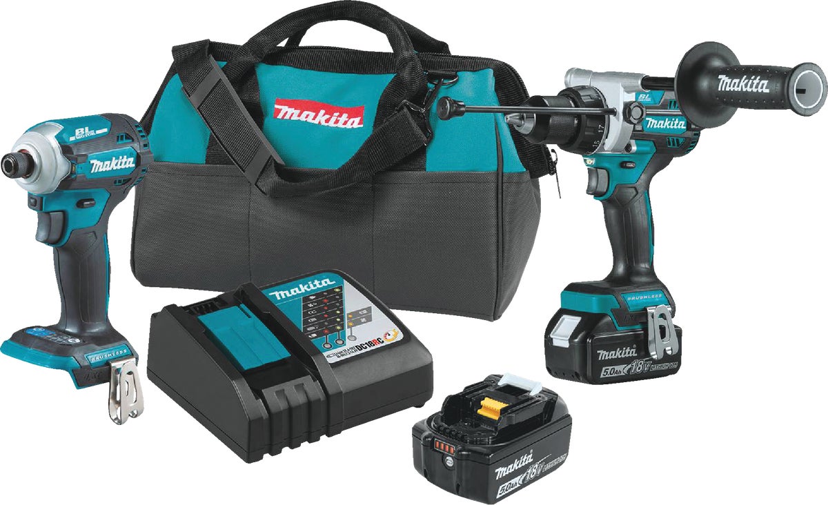 Makita 2-Tool Hammer Drill Driveramp 4-Speed Impact Driver Cordless Tool Combo Kit