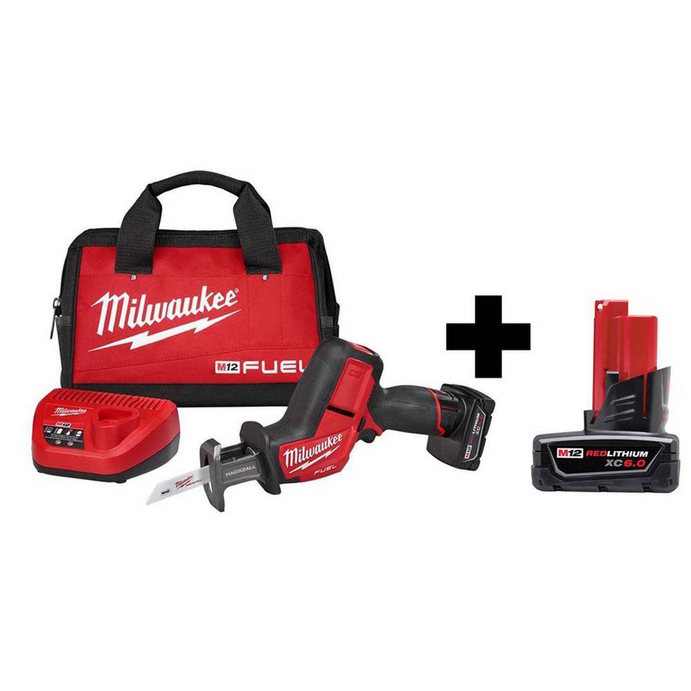 MW M12 FUEL 12V Lithium-Ion Brushless Cordless HACKZALL Reciprocating Saw Kit with 6.0Ah Battery 2520-21XC-48-11-2460