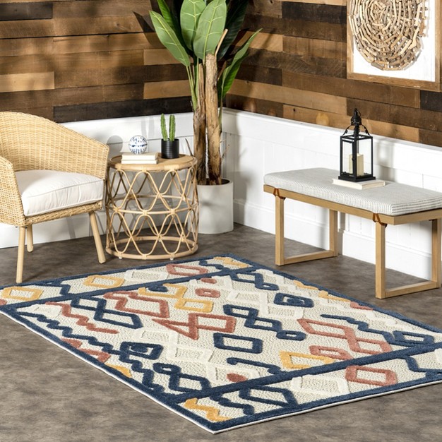 Nuloom Aiko Geometric Moroccan Indoor outdoor Patio Area Rug