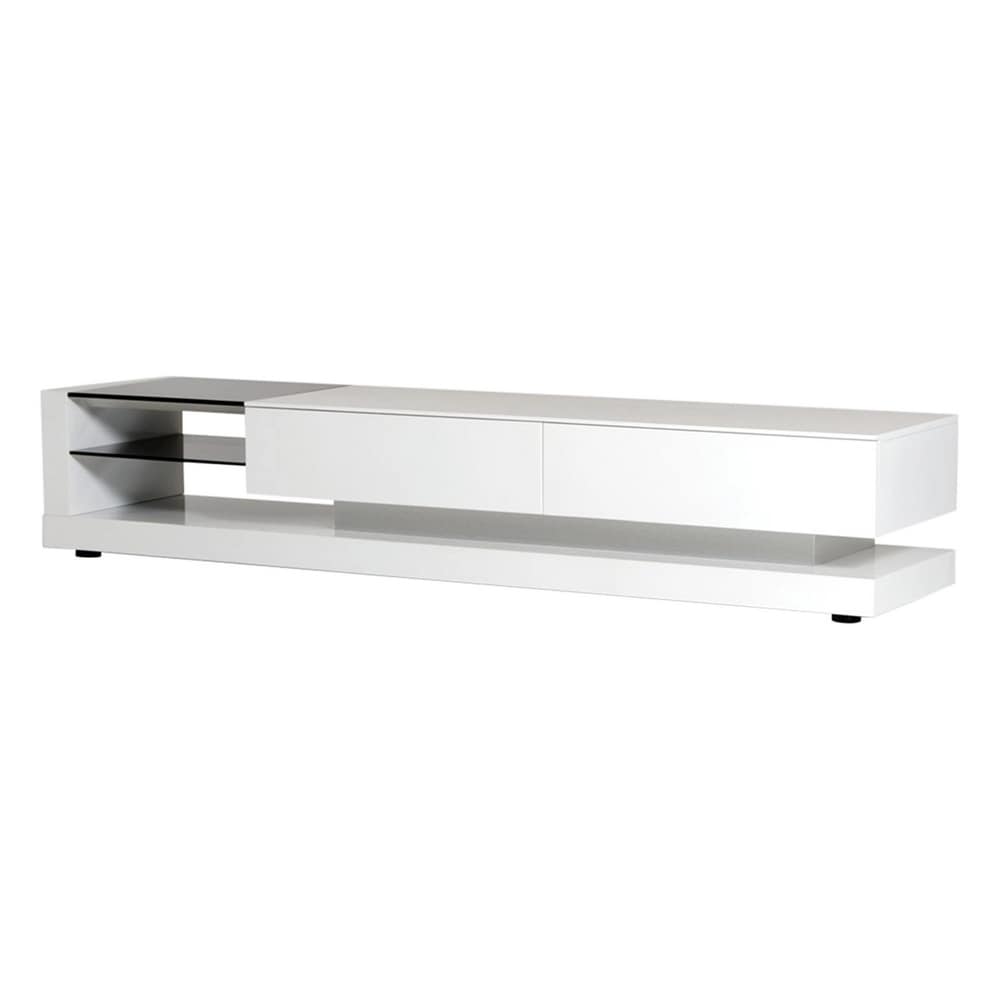 Cid 79 Inch Modern TV Stand Entertainment Media Center  2 Drawer  White