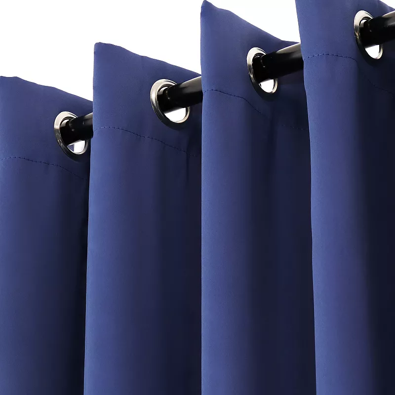 Indoor/Outdoor Blackout Curtain Panel with Grommet Top - 52 x 120 in (1.32 x 3 m) - Blue