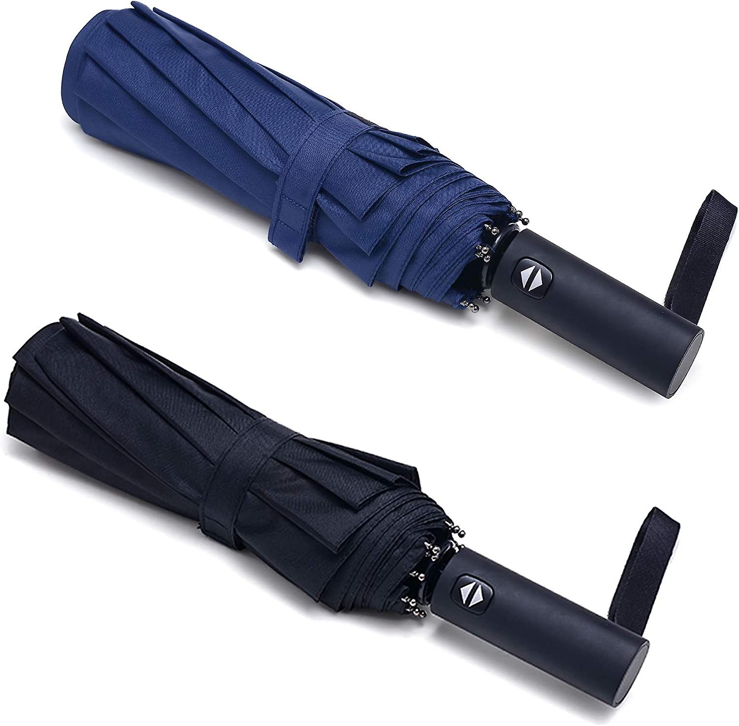 Liangnv 2 Packs Travel Umbrella Windproof 10 Ribs Auto Open and Close Collapsible Folding Small Compact Umbrella For Rain