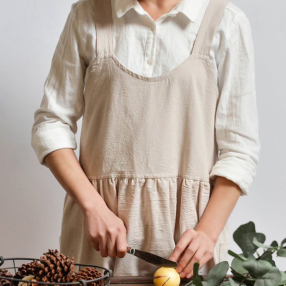 TOPTIE Kitchen Pinafore Apron  Cotton Linen Christ...