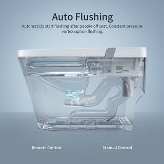 INSTER Smart 1-piece 1.0 GPF Single Flush Elongated Toilet in. White Seat Included with Remote Panel HDMJYNTL0003