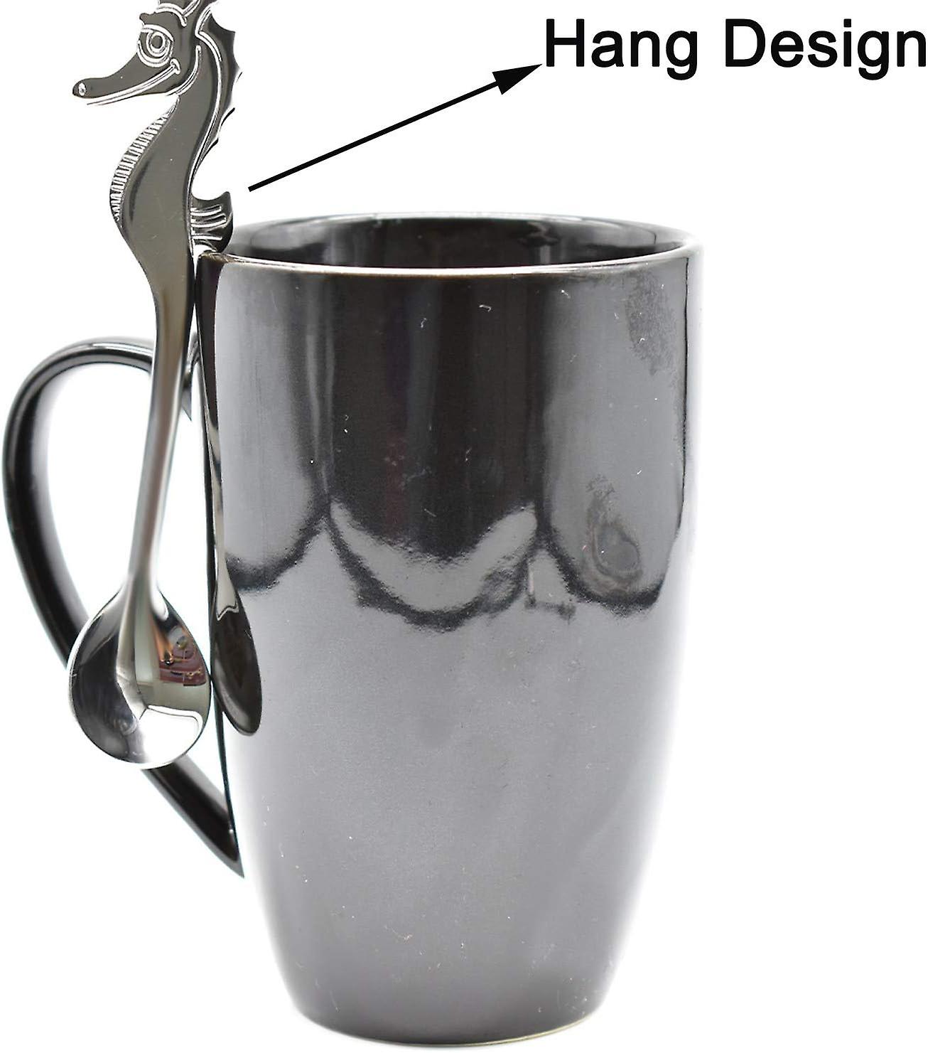 2pcs Seahorse Spoon 5.1 Inch Animal Spoon 18/10304stainless Steel Hanging Coffee Teaspoon Dessert Mixing Stirring Sugar Ice Cream Spoons Tableware