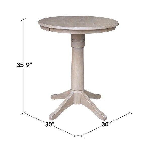 30-in. Round Washed Grey Taupe Wood Pedestal Table