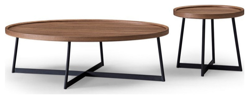 Ulberto Coffee Table With Walnut Top and Black Metal Base   Industrial   Coffee Tables   by V.S.D Furniture  Houzz