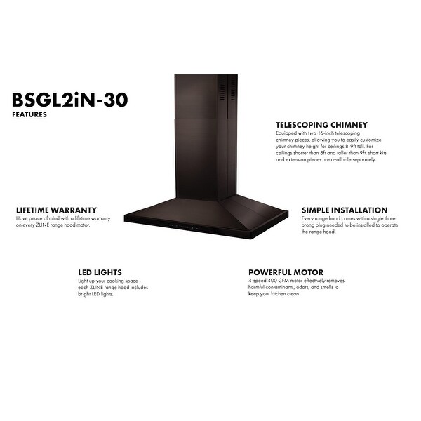 ZLINE Convertible Vent Island Mount Range Hood in Black Stainless