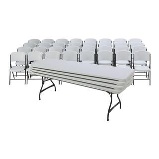 Lifetime 36-Piece White Outdoor Safe Stackable Folding Table Set 80410