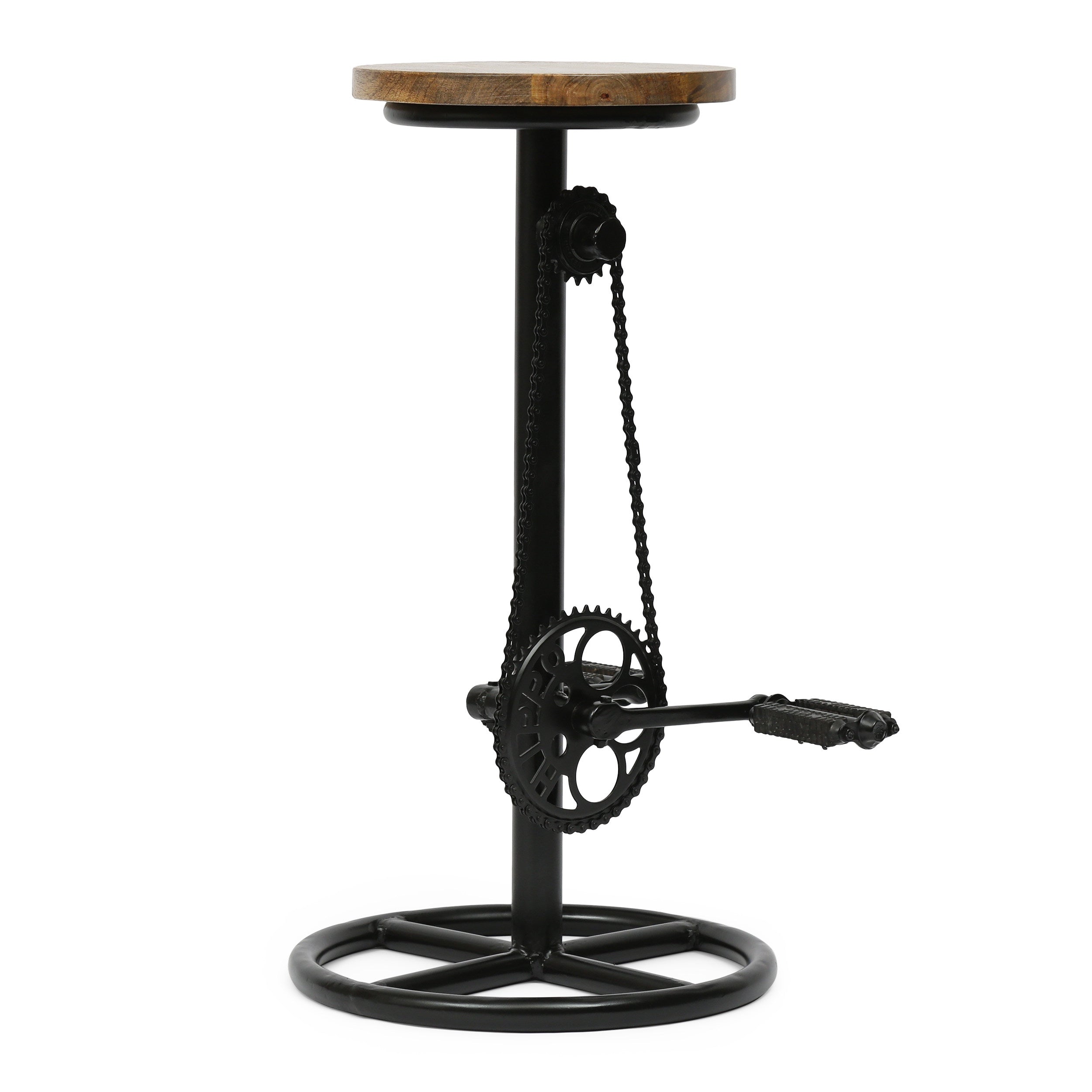 Lepley Industrial Handcrafted Mango Wood Pedal Barstool