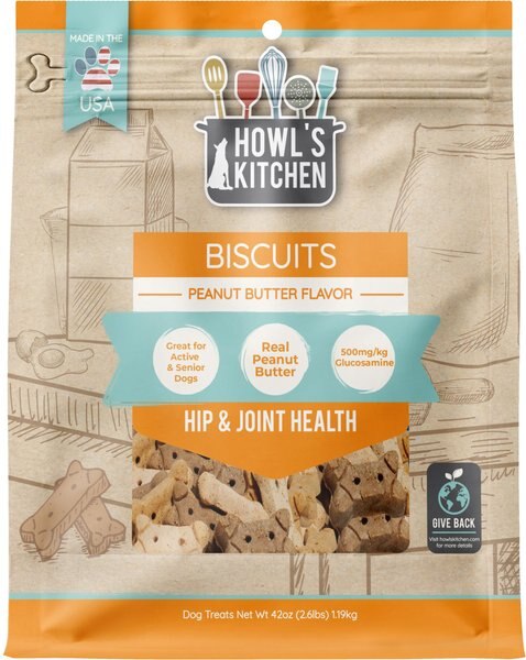 Howl's Kitchen Hip and Joint Peanut Butter Flavor Biscuits Dog Treats