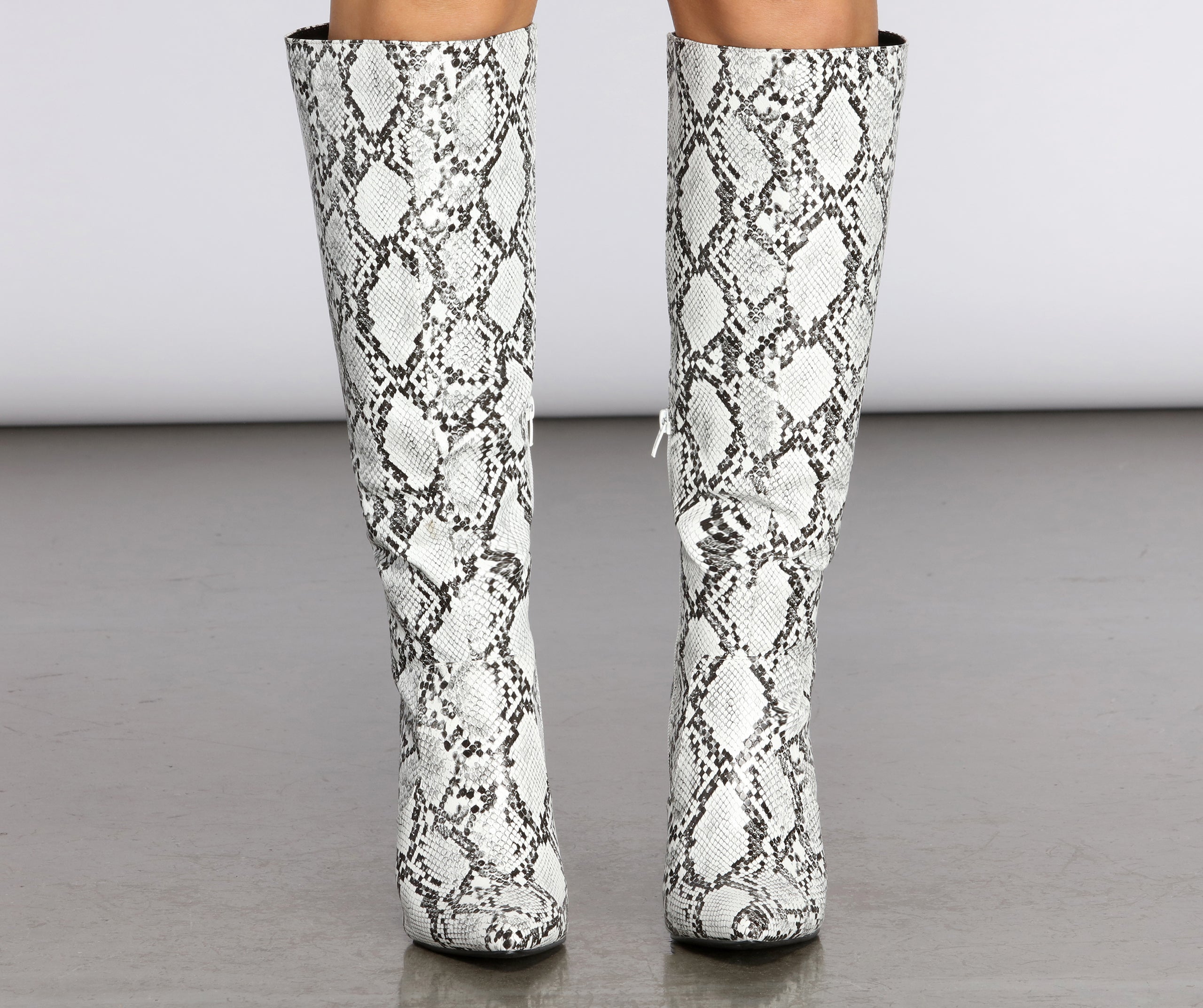 Knee-High Reptilian Stiletto Boots