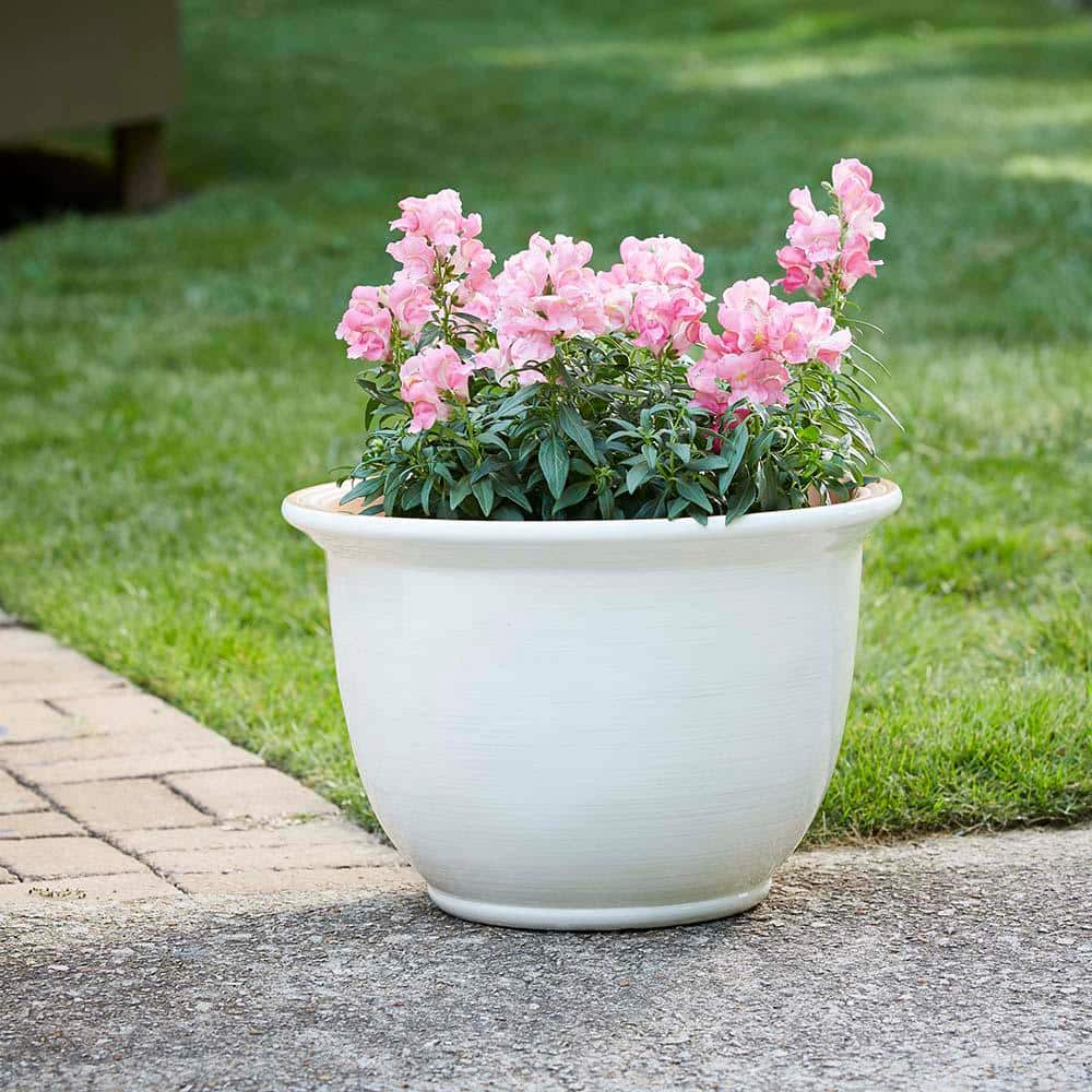 Vigoro 18.8 in. Giselle Large Chalk Resin Composite Planter (18.8 in. D x 12.4 in. H) With Drainage Hole CMX-057710