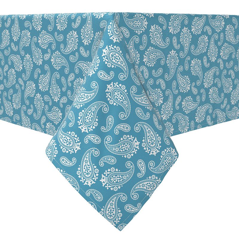 Square Tablecloth， 100% Cotton， 60x60， Simple Paisley Blue