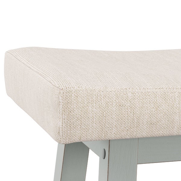 The Gray Barn Nettle Bank Wood Backless Bar Height Stool， Light Aged Blue - 29H x 18W x 17.5D