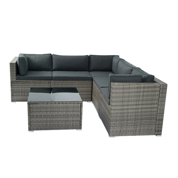 Grey AllWeather Sectional Sofa Outdoor Furniture Set