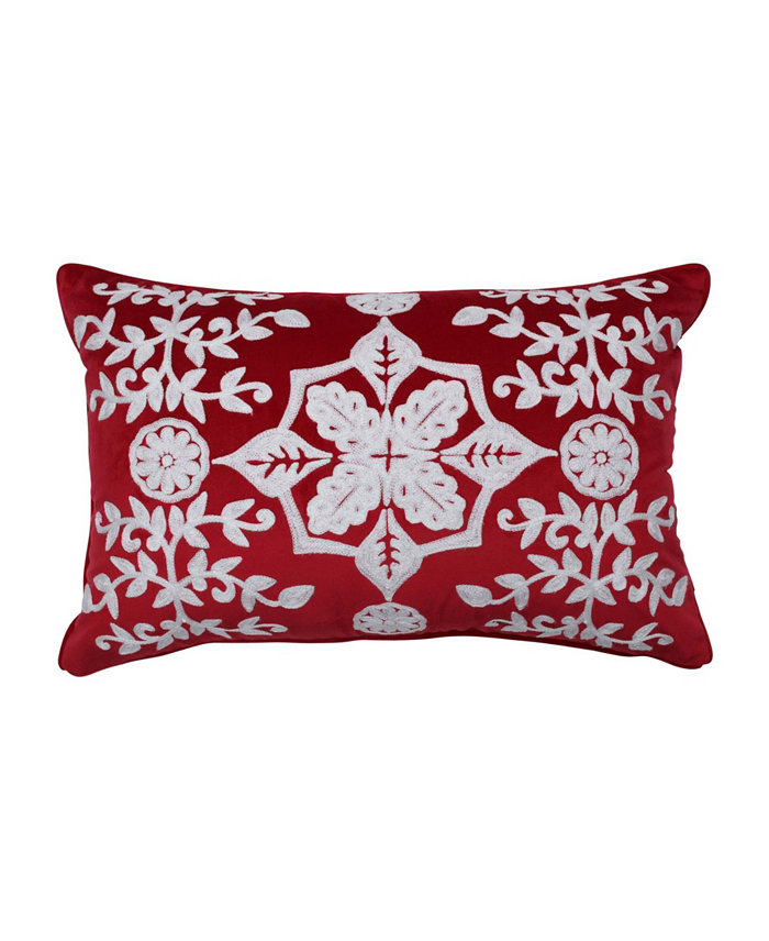 Pillow Perfect Snowflakes And Berries Lumbar Pillow