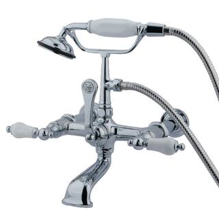 Kingston Brass Vintage 7 in. Center 3-Handle Claw Foot Tub Faucet with Handshower in Chrome HCC544T1