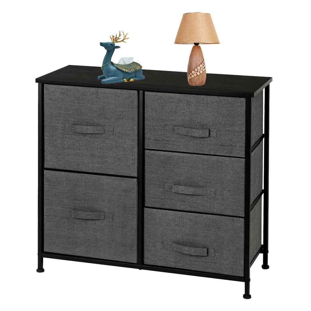 Dresser Organizer with 5 Drawers, Fabric Dresser Tower Gray