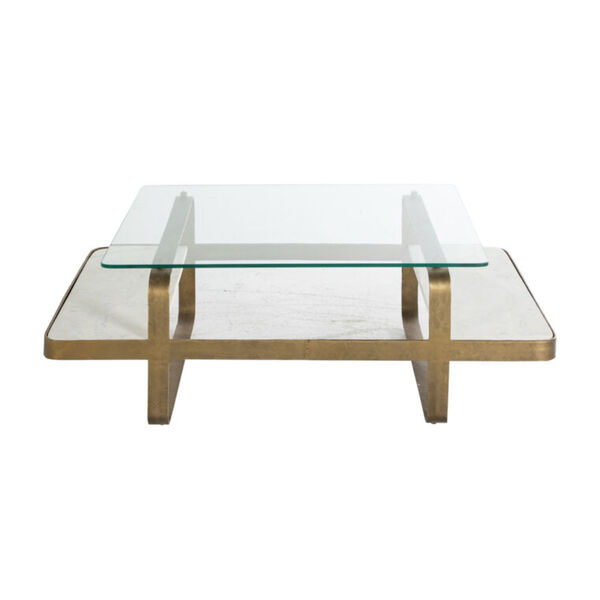 Winnipeg Forged Champagne Coffee Table with Floating Glass Tabletop