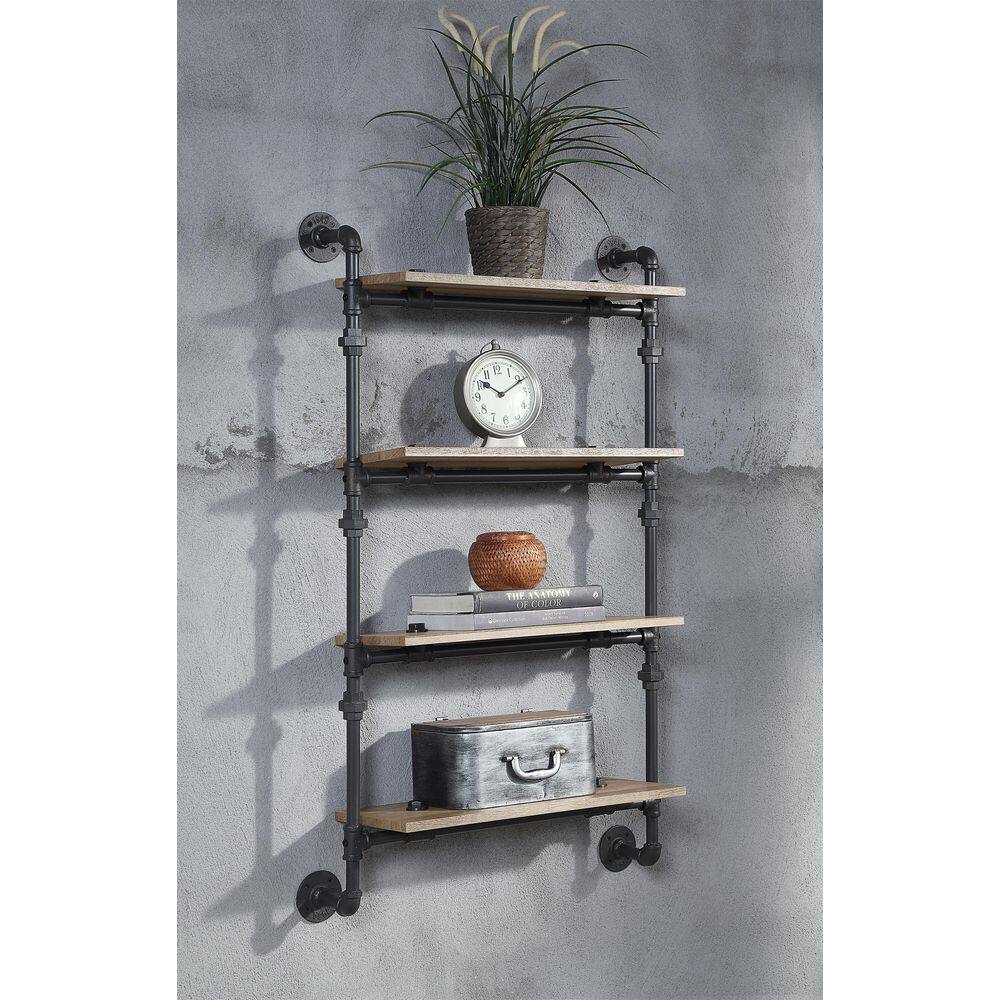 ZIRUWU Brantley Oak Wall Rack with 4 Shelves ZQP-CR20A